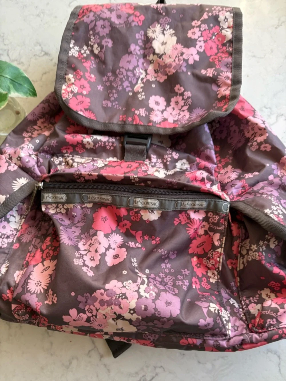 Lesportsac  Floral Drawstring Backpack - Pink & Purple